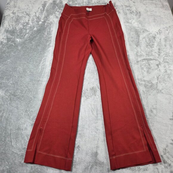 Anthropologie Pants Womens 8 Red The Essential Trouser Ponte Flare Boho Hippie - Picture 1 of 12